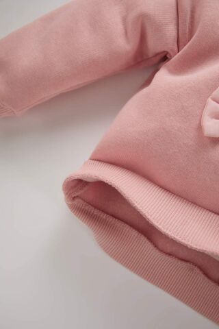 Kız Bebek Bisiklet Yaka Fiyonklu Sweatshirt