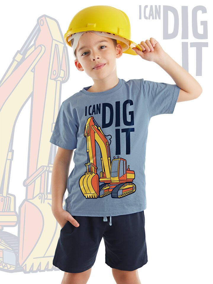 Kepçe İşte Erkek Çocuk T-shirt Şort Takım 5 Y - Mavi