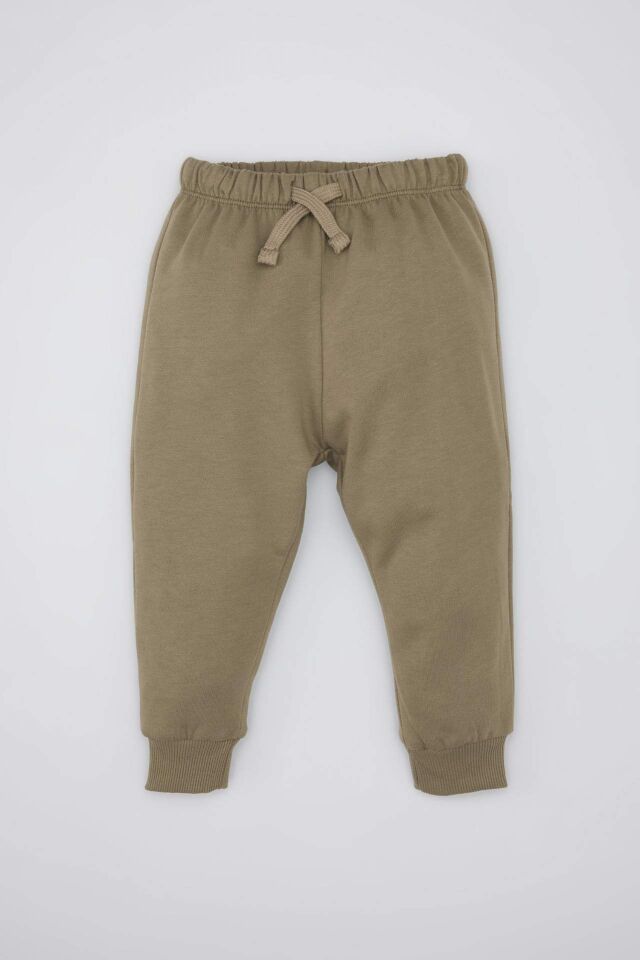 Erkek Bebek 2'li Takım Fermuarlı Dik Yaka Kanguru Cepli Sweatshirt Beli Lastikli Jogger Eşofman Altı